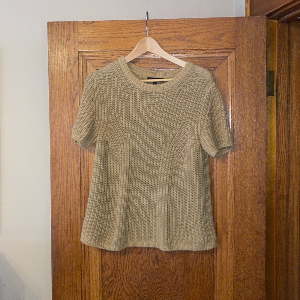 Banana Republic short-sleeve summer sweater; dry mustard; small